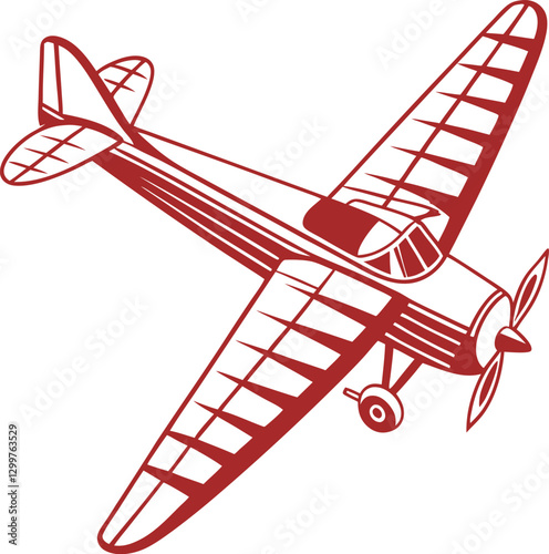 Vintage Propeller Airplane Silhouette.