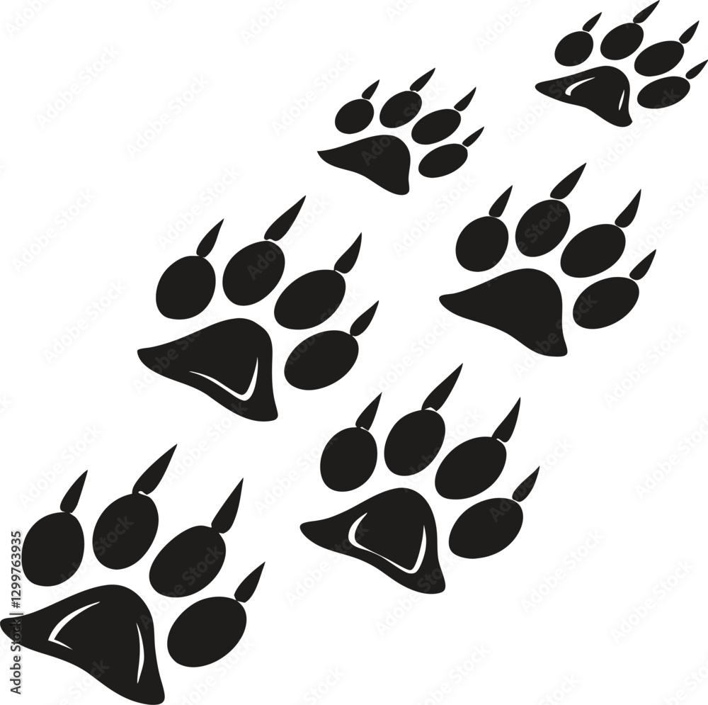 Fototapeta premium Animal Paw Print Silhouette Trail