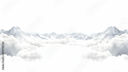Snow Covered Mountain Peaks Above a Sea of Clouds