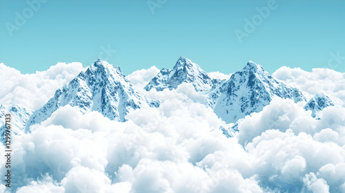 Snowy Mountain Peaks Above a Sea of Clouds