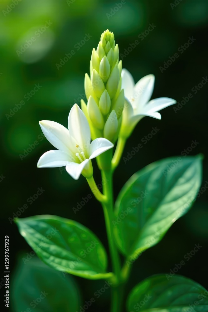Fototapeta premium Delicate white blooms of chameleon plant unfold, green, bloom, flowers