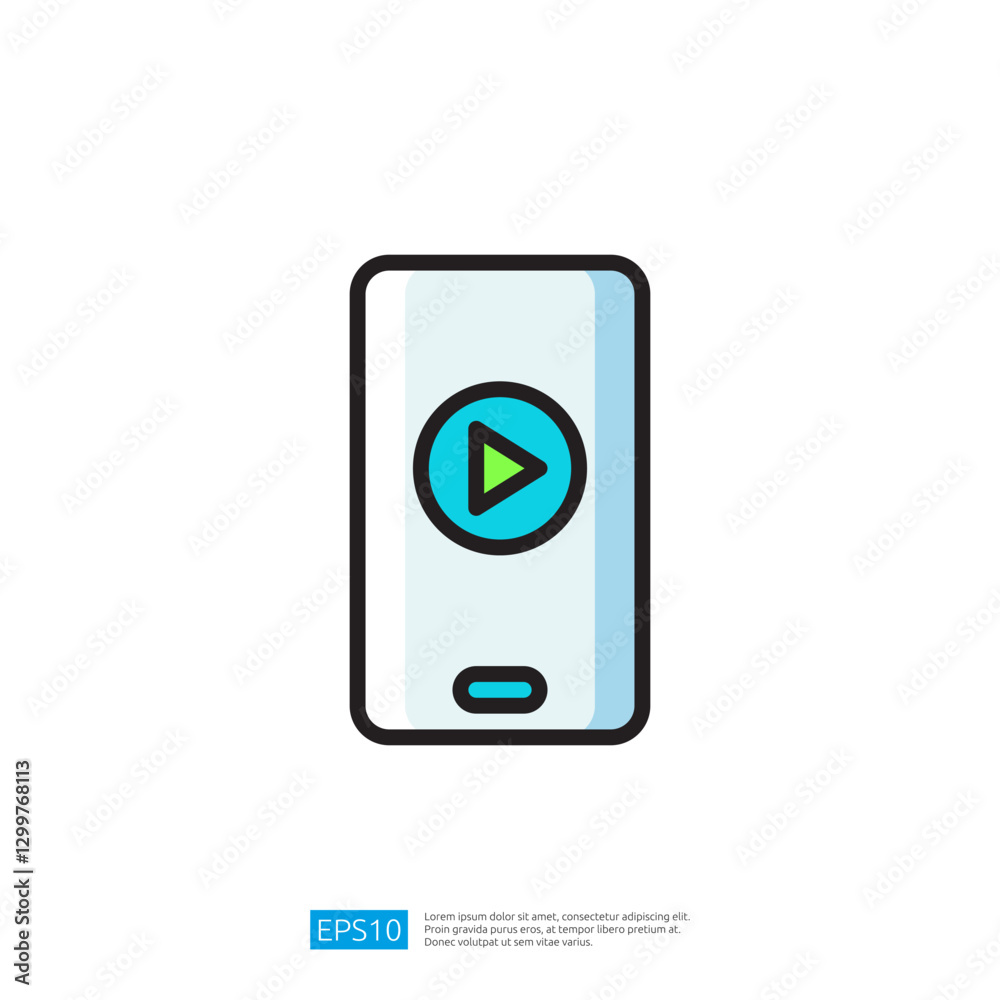 Stylish mobile device with play button for digital media interaction and entertainment in a sleek modern design with vibrant colors and user-friendly interface Stylish mobile device with play button for digital media interaction and entertainment in a sleek modern design with vibrant colors and user-friendly interface