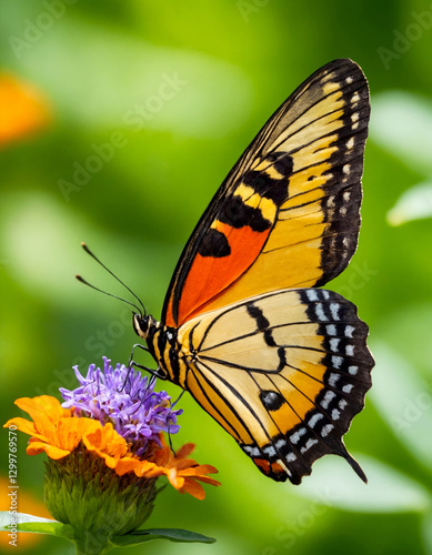Delicate Butterfly Perched on a Brightly Colored Flower