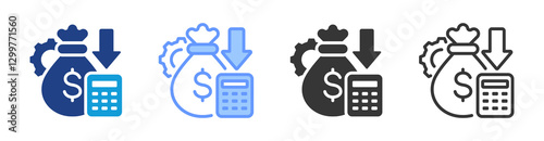 Cost Control icon set multiple style collection