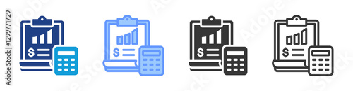 Financial Management icon set multiple style collection