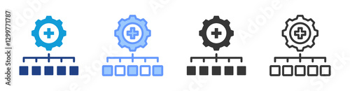 Health Care System icon set multiple style collection