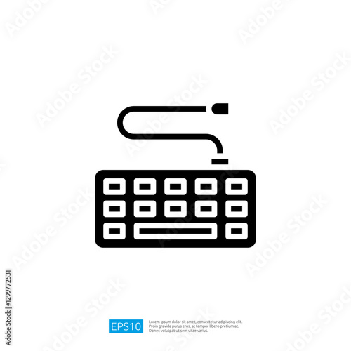 Minimalist Keyboard Design with Connected Wire for Modern Workspace Organization and Enhanced Productivity in Digital Communication