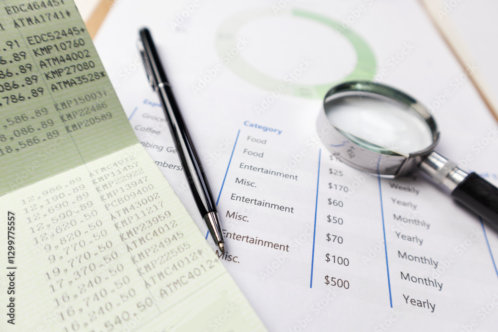 Financial audit of income and expenditure and expenses on the financial document page Financial audit of income and expenditure and expenses on the financial document page