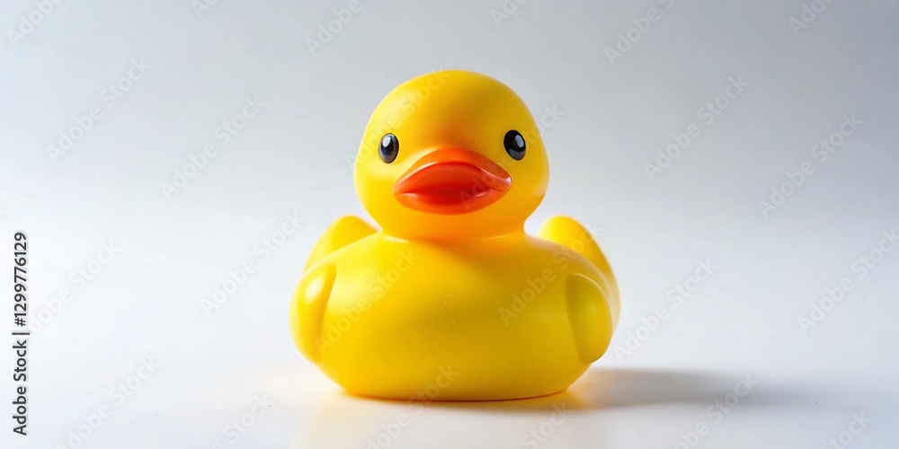 Yellow Rubber Duck on White Background - Aerial View Stock Photo Yellow Rubber Duck on White Background - Aerial View Stock Photo