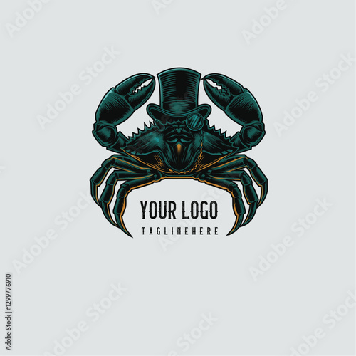 Crab vintage style for logo design illustration