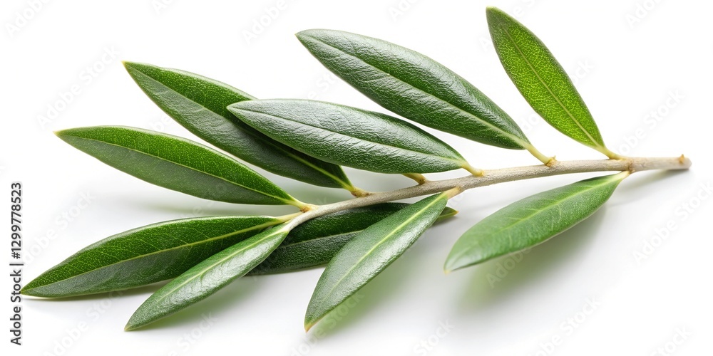 Obraz premium Olive twig with fresh green leaves isolated on white 