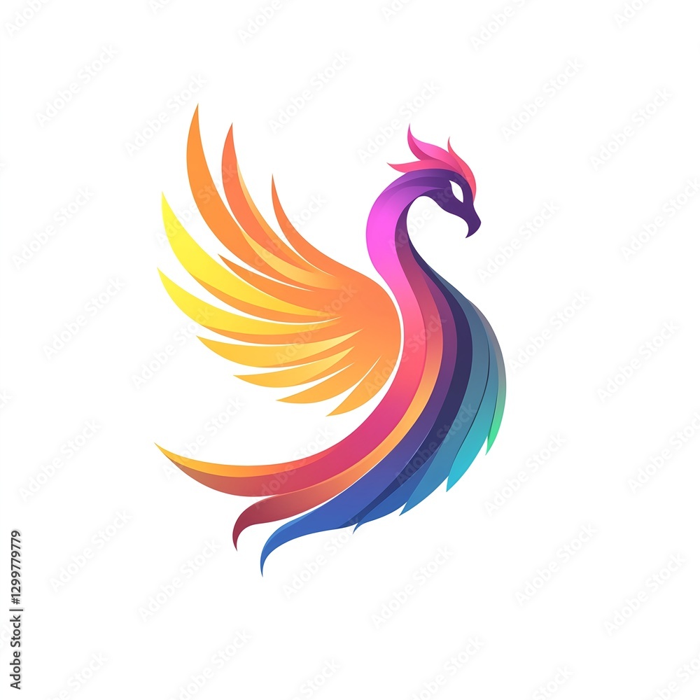 Vibrant Rainbow Phoenix in Flight: A Colorful, Abstract Design Vibrant Rainbow Phoenix in Flight: A Colorful, Abstract Design
