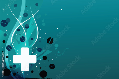 A vibrant, glowing medical cross encircled by abstract swirling representations of the mathematical constant Pi (π), creating a visually striking medical-mathematical fusion.