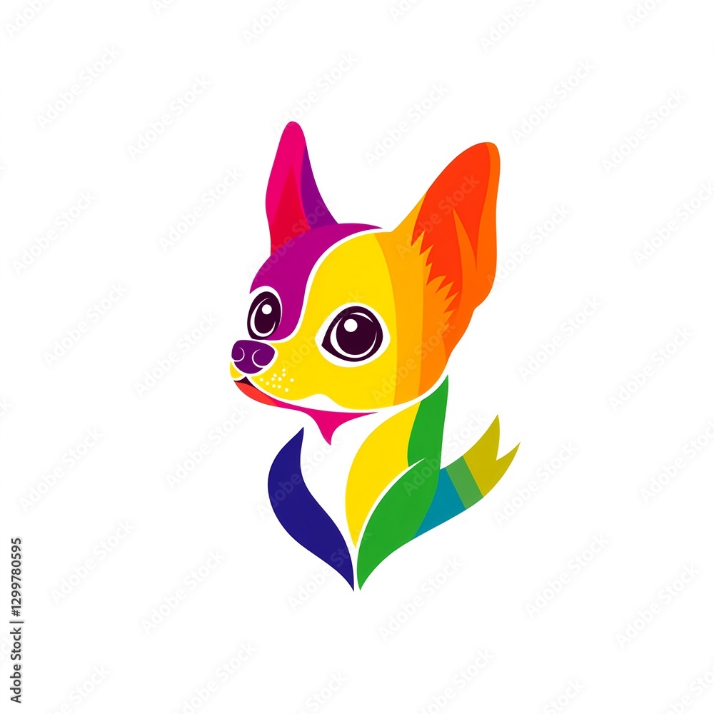 Obraz premium Vibrant Rainbow Chihuahua Portrait: A Colorful Canine Delight! A cheerful, artistic depiction of a small dog.