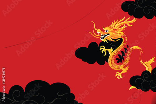 A majestic golden dragon, scales shimmering, performs a graceful dance amidst swirling, vibrant clouds.  The scene is ethereal and fantastical.