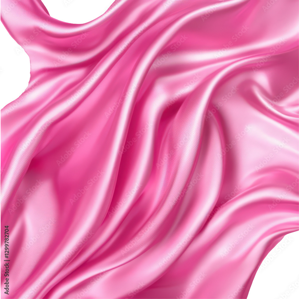 Fototapeta premium Flowing pink silk fabric elegantly draped with soft folds and textures