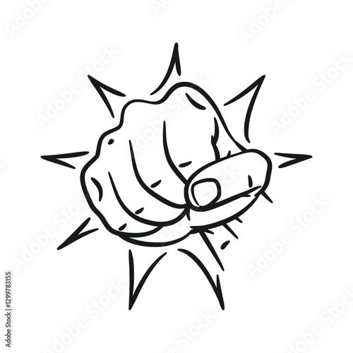 Fist Punch Line Art Hand Drawing