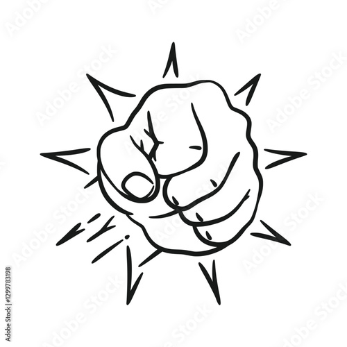 Fist Punch Line Art Hand Drawing
