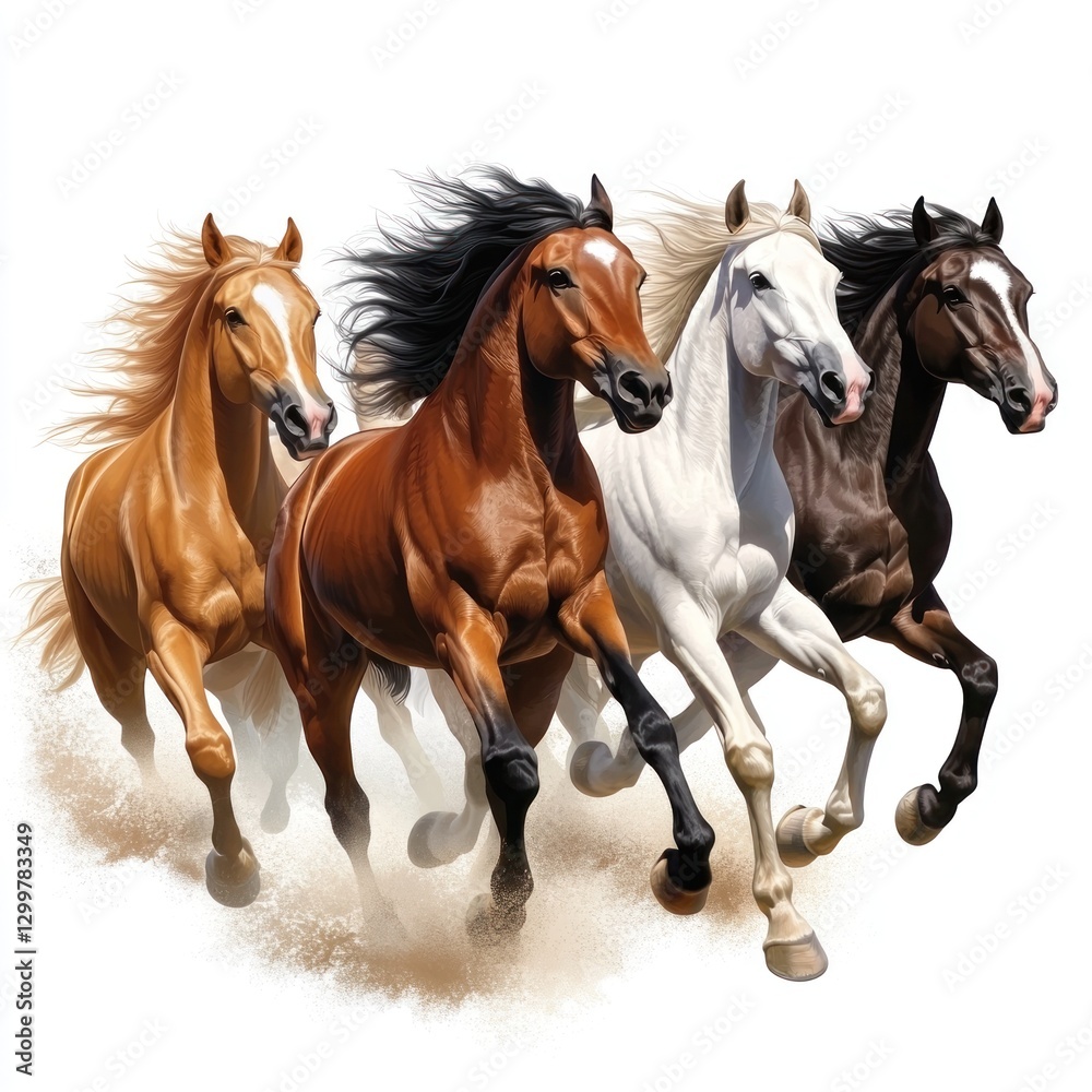Obraz premium Horses Running Illustration