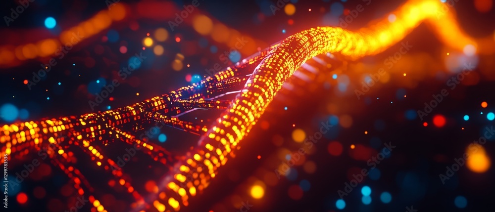 DNA Data Code Matrix A futuristic DNA helix made of glowing binary code, symbolizing the intersection of biotechnology and data science. DNA Data Code Matrix A futuristic DNA helix made of glowing binary code, symbolizing the intersection of biotechnology and data science.