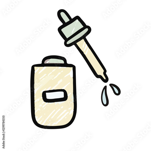 Skincare bottle dropper Hand-Drawn - Ampule Serums essences Toner Face oil