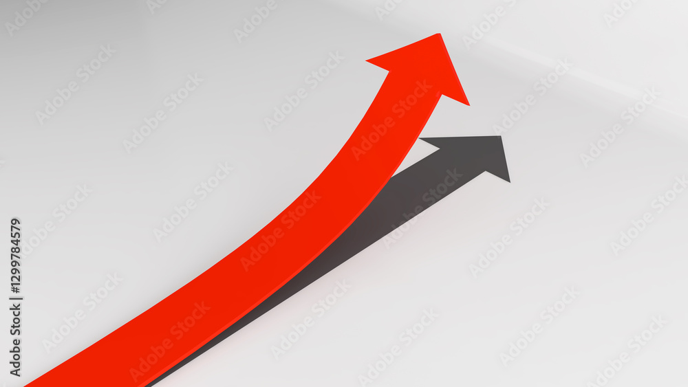 Red arrow moving up , business turnaround and correction , better business path,3d rendering Red arrow moving up , business turnaround and correction , better business path,3d rendering