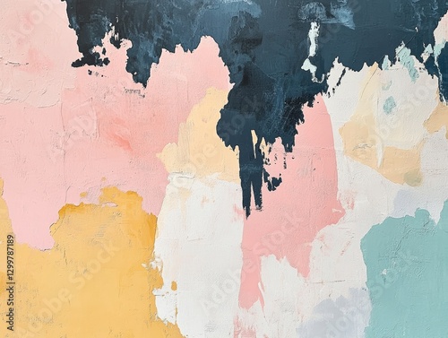 Abstract Textured Canvas: Pastel Hues and Dark Accents