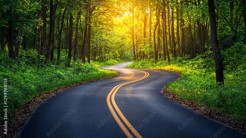 Winding Road Through Lush Forest Nature Scene Serene Environment Vibrant Viewpoint Winding Road Through Lush Forest Nature Scene Serene Environment Vibrant Viewpoint