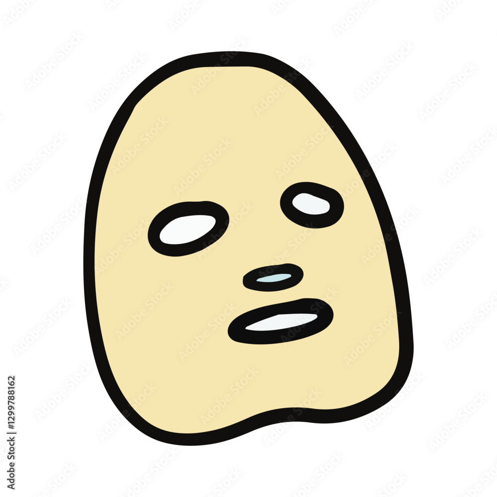 Fototapeta premium Skincare Face Mask Cartoon Night Routine