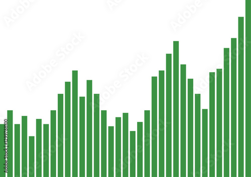 Candlestick chart showing stocks up or down , Green stock price bar chart , Business chart graphic