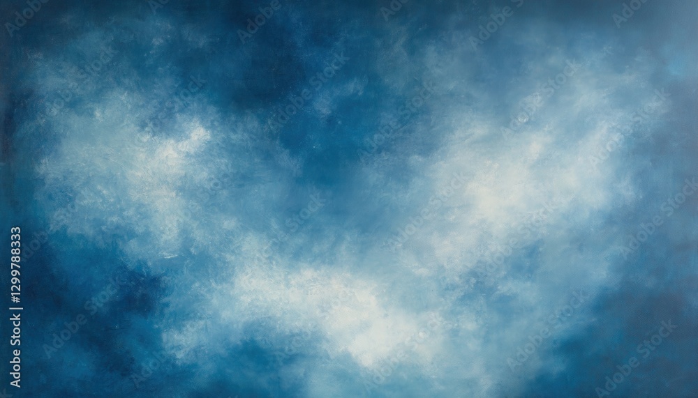 Fototapeta premium Abstract Blue Cosmic Sky Painting with Soft Clouds and Stars