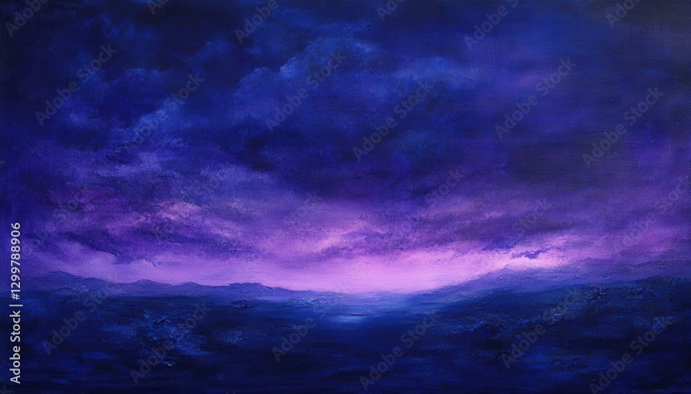 Naklejka premium Serene Night Sky Landscape with Vibrant Purple and Blue Hues