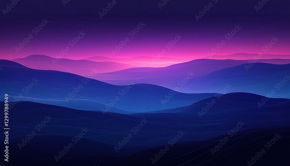 Obraz premium Pixelated mountain range at twilight with purple and blue hues