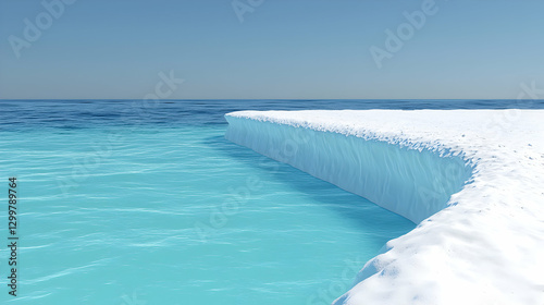 Stunning Turquoise Water Meets White Ice Shelf in a Polar Seascape