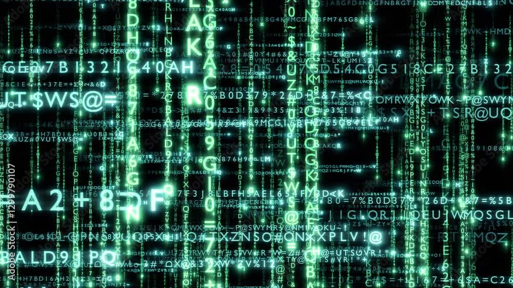 Matrix Code Digital Rain of Falling Characters Matrix Code Digital Rain of Falling Characters