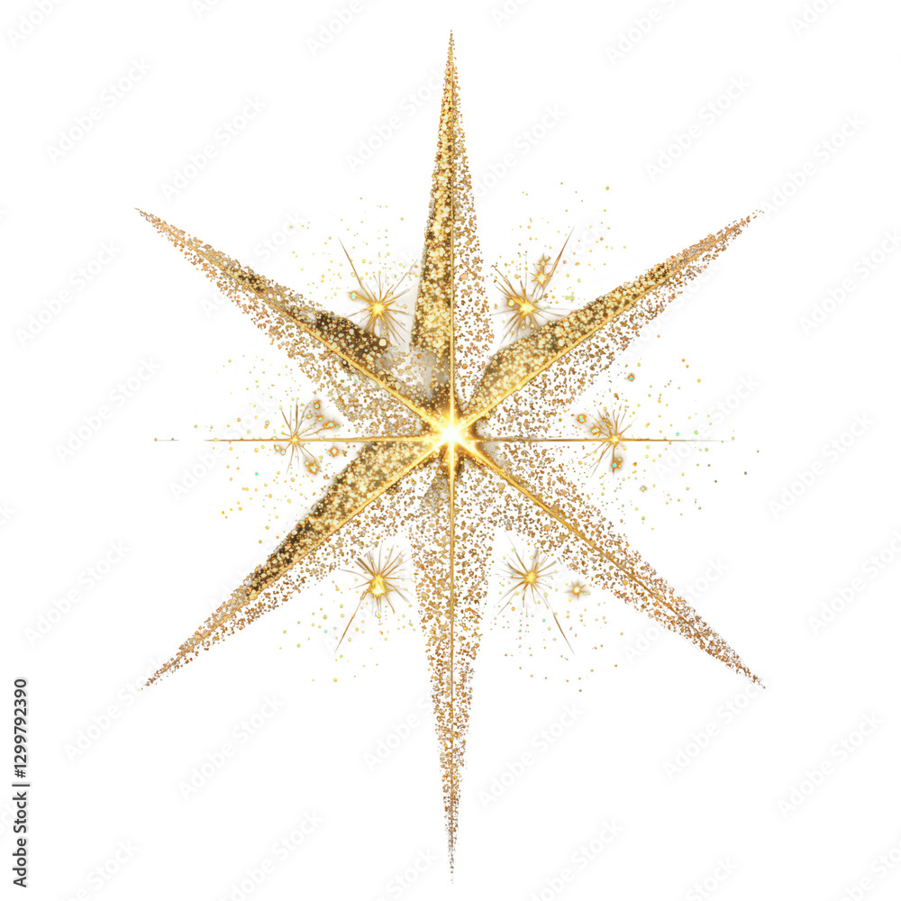 Sparkling golden star with delicate light trails for festive occasions Sparkling golden star with delicate light trails for festive occasions