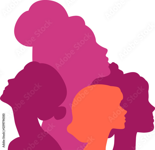 Woman's head silhouette, women's day design concept.