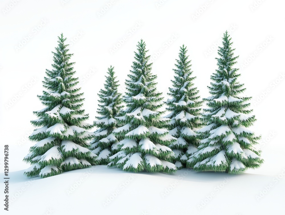 Obraz premium Snow-Covered Fir Trees in a Winter Landscape