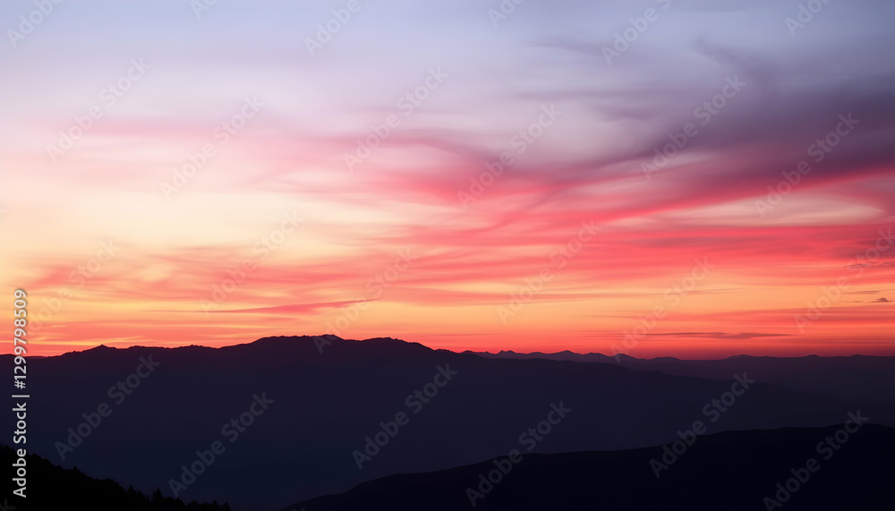 Obraz premium Serene Sunset over Majestic Mountain Range Peaceful Nature Landscape Photography
