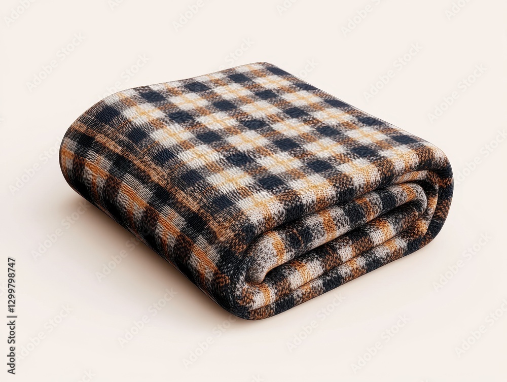 Soft Cozy Plaid Throw Blanket Folded on White Background Soft Cozy Plaid Throw Blanket Folded on White Background