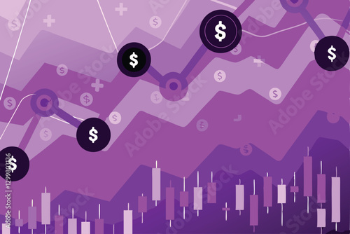 Generate a smooth, abstract image blending stylized financial icons (charts, graphs, currency symbols) with technological elements.  Prioritize a visually appealing, blended aesthetic.