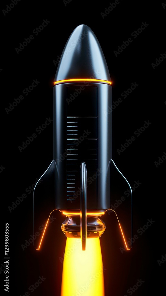 Fototapeta premium Rocket Ascending into the Darkness a Study of Space Exploration and Technological Advancement