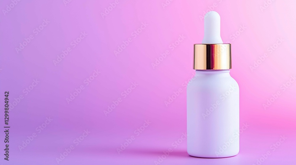 Serum Dropper Bottle on Gradient Purple to Pink Background Displayed as a Cosmetic Beauty Product Serum Dropper Bottle on Gradient Purple to Pink Background Displayed as a Cosmetic Beauty Product