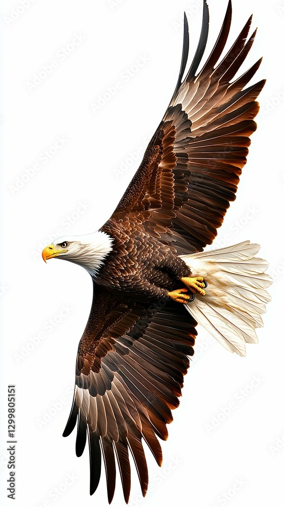 Obraz premium American Bald Eagle Flying High Symbol of Freedom and Power Bold Bird of Prey Wildlife
