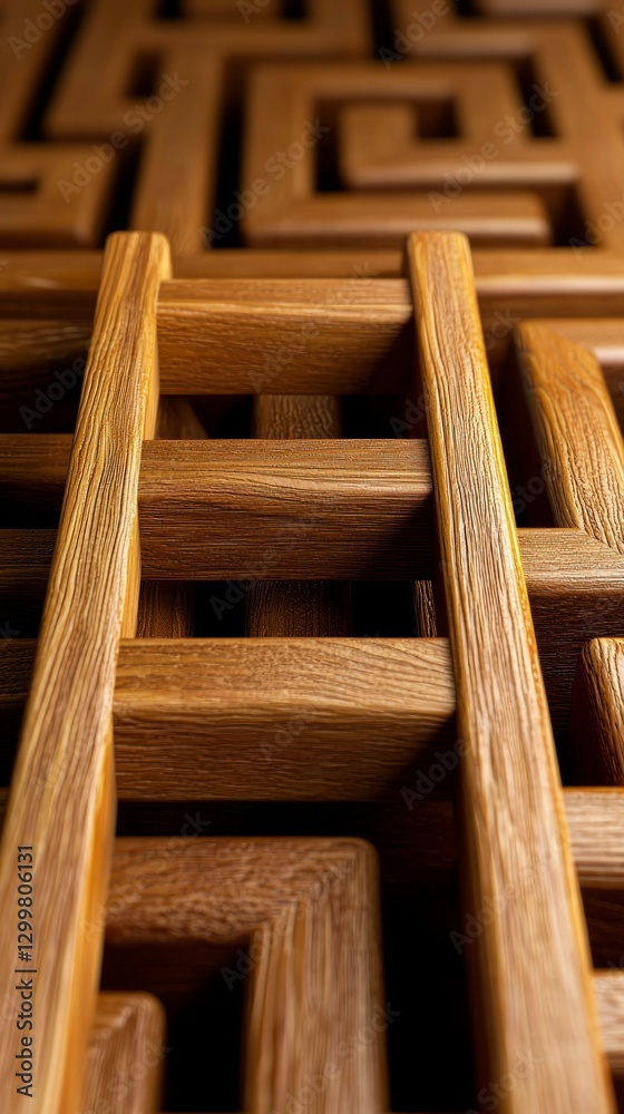 Wooden Maze Challenge Intricacies and Depth Conceptual Art of a Complex Puzzle in Wood Grain Wooden Maze Challenge Intricacies and Depth Conceptual Art of a Complex Puzzle in Wood Grain