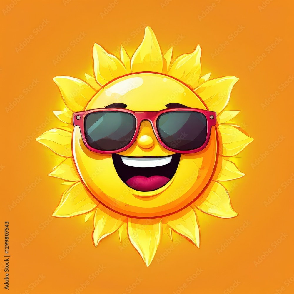 an AI Image Generator, Bright Smiling Sun with Sunglasses Radiating Cheerful an AI Image Generator, Bright Smiling Sun with Sunglasses Radiating Cheerful