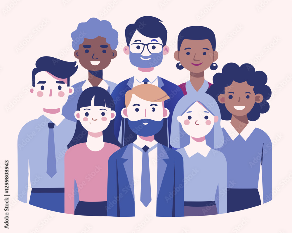 Business Team of Winners – Happy Diverse Professionals in Business Attire – Vector Illustration Business Team of Winners – Happy Diverse Professionals in Business Attire – Vector Illustration