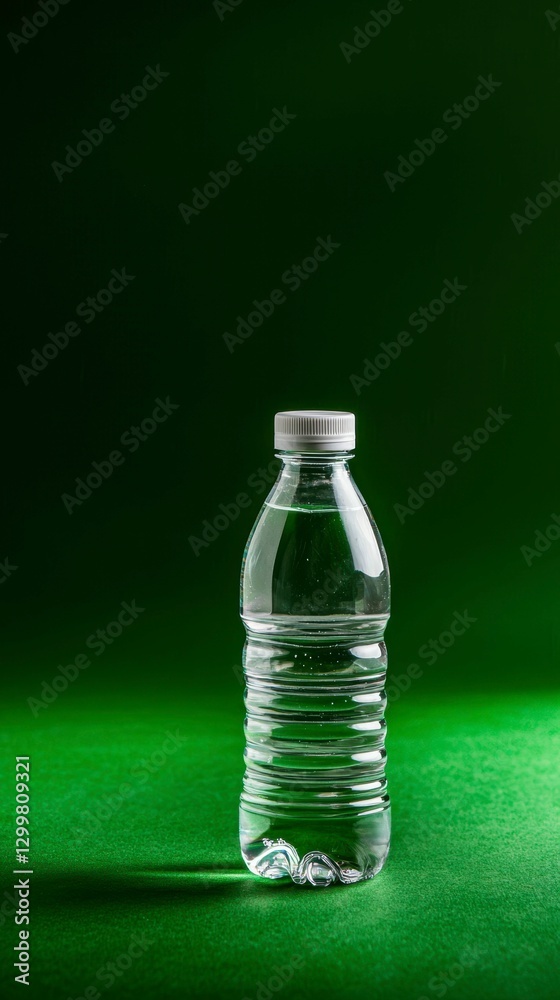Hydration Vessel Refreshing Transparent Plastic Bottle Full of Liquid Clear Water on Green Surface Hydration Vessel Refreshing Transparent Plastic Bottle Full of Liquid Clear Water on Green Surface