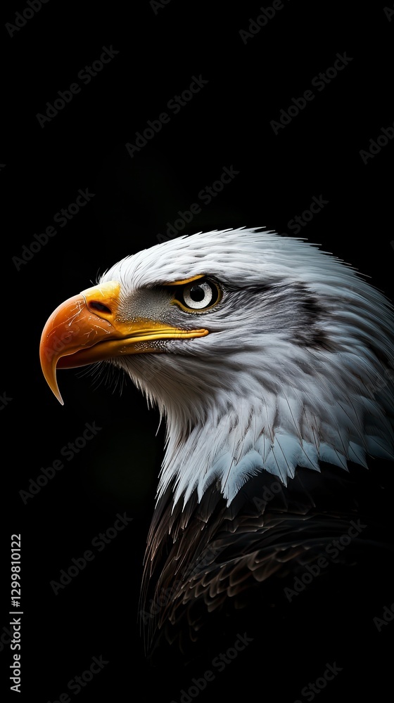 American Bald Eagle Profile Portrait Dark Background American Bald Eagle Profile Portrait Dark Background