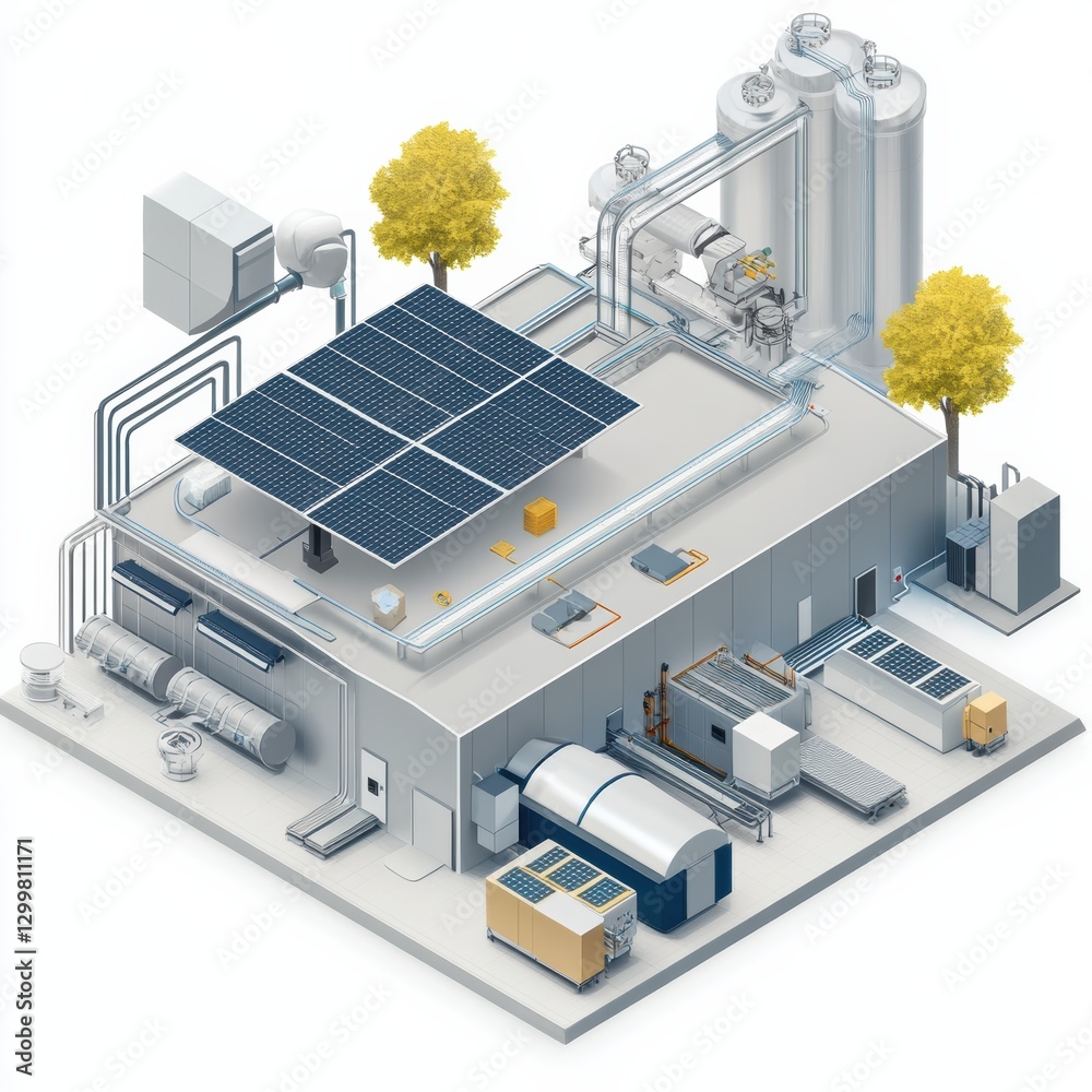 Sustainable Energy Facility with Solar Panels and Modern Equipment Sustainable Energy Facility with Solar Panels and Modern Equipment